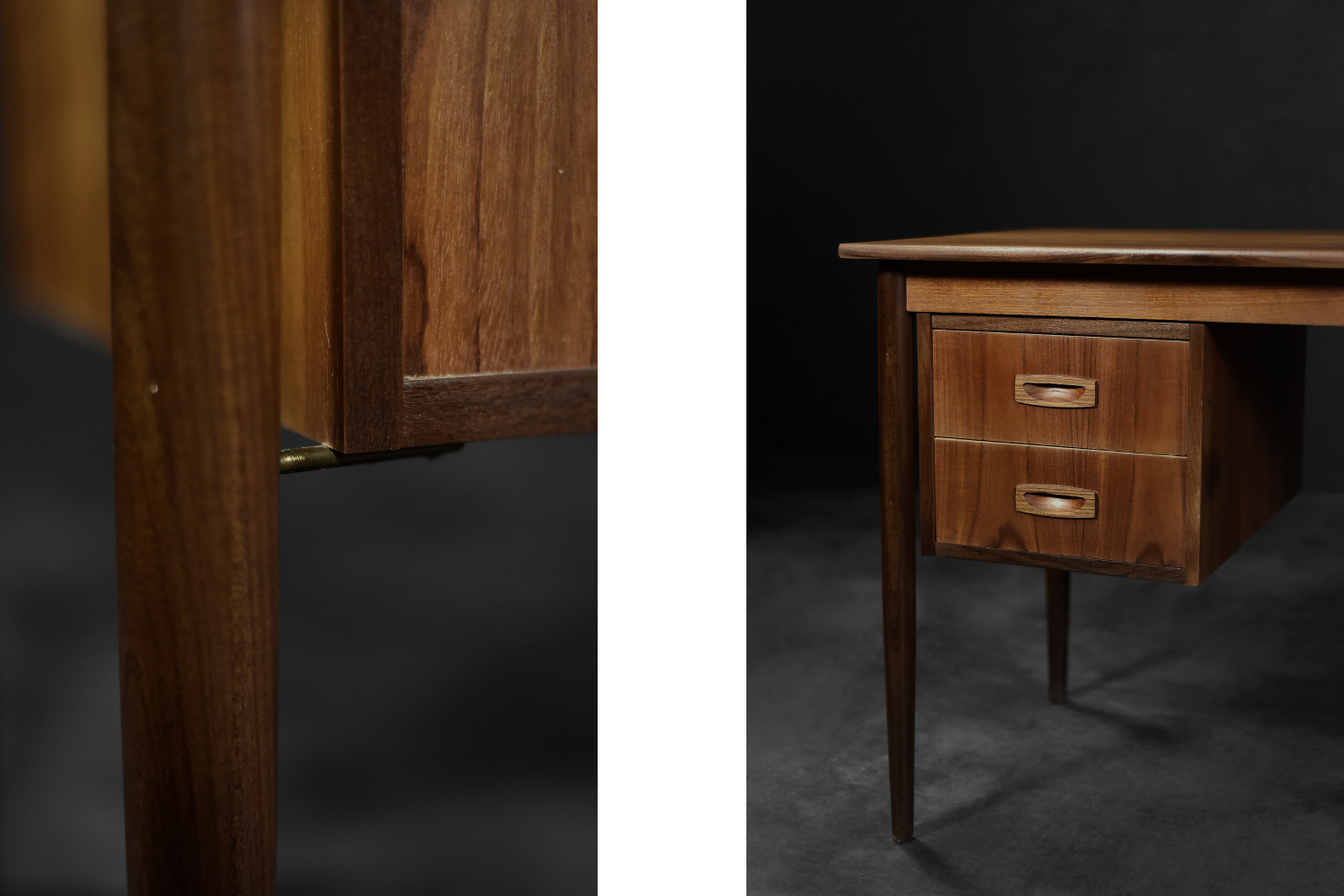 Vintage Mid-Century Classic Scandinavian Modern Teak Wood Desk with Drawers, 1960s