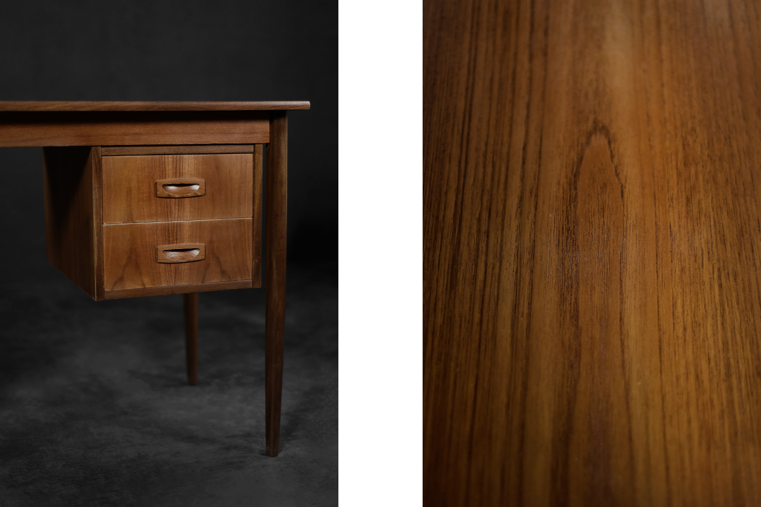 Vintage Mid-Century Classic Scandinavian Modern Teak Wood Desk with Drawers, 1960s