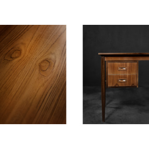 Vintage Mid-Century Classic Scandinavian Modern Teak Wood Desk with Drawers, 1960s