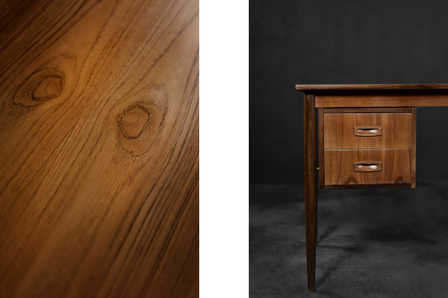 Vintage Mid-Century Classic Scandinavian Modern Teak Wood Desk with Drawers, 1960s
