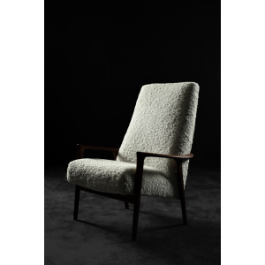 Vintage Mid-Century Scandinavian Modern White High Teak Armchair from Bröderna Anderssons, 1960s