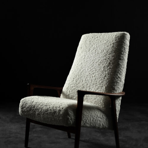 Vintage Mid-Century Scandinavian Modern White High Teak Armchair from Bröderna Anderssons, 1960s