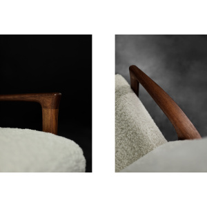 Vintage Mid-Century Scandinavian Modern White High Teak Armchair from Bröderna Anderssons, 1960s