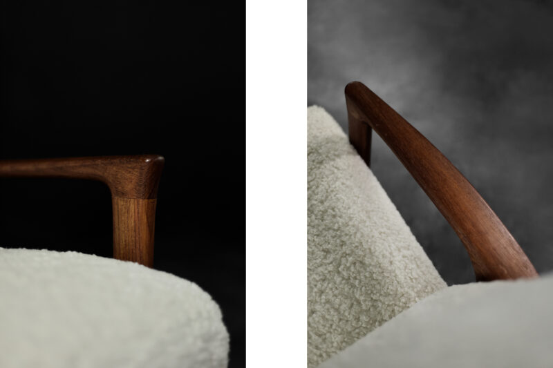 Vintage Mid-Century Scandinavian Modern White High Teak Armchair from Bröderna Anderssons, 1960s