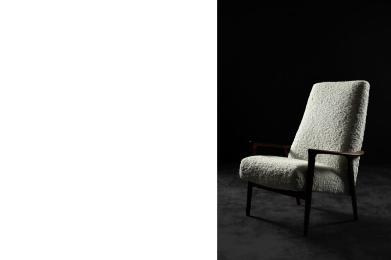 Vintage Mid-Century Scandinavian Modern White High Teak Armchair from Bröderna Anderssons, 1960s