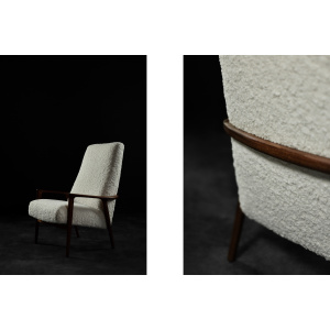 Vintage Mid-Century Scandinavian Modern White High Teak Armchair from Bröderna Anderssons, 1960s