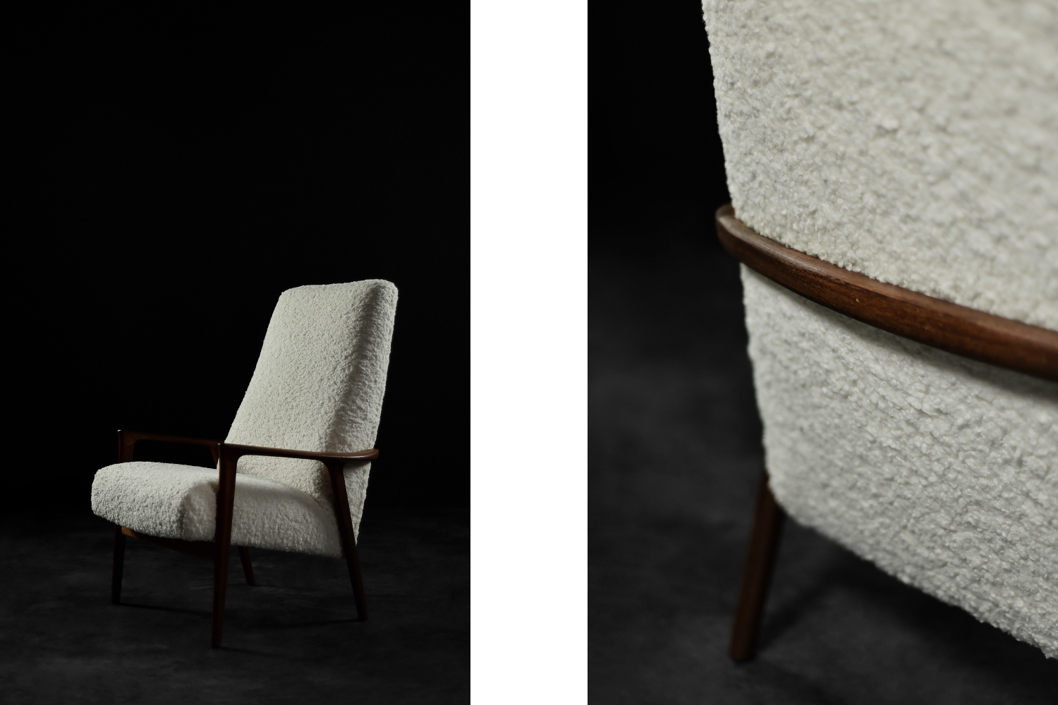 Vintage Mid-Century Scandinavian Modern White High Teak Armchair from Bröderna Anderssons, 1960s
