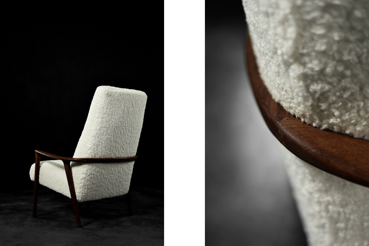 Vintage Mid-Century Scandinavian Modern White High Teak Armchair from Bröderna Anderssons, 1960s