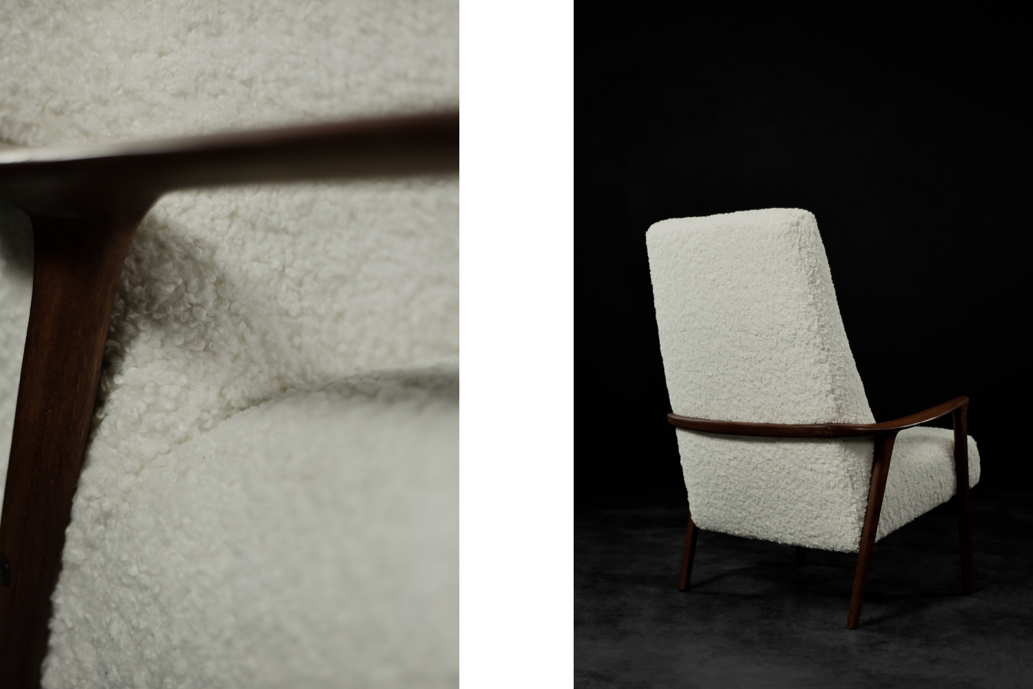 Vintage Mid-Century Scandinavian Modern White High Teak Armchair from Bröderna Anderssons, 1960s
