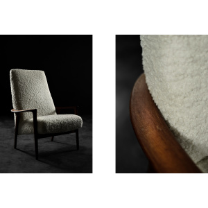 Vintage Mid-Century Scandinavian Modern White High Teak Armchair from Bröderna Anderssons, 1960s