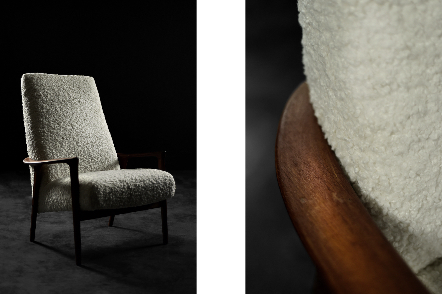Vintage Mid-Century Scandinavian Modern White High Teak Armchair from Bröderna Anderssons, 1960s
