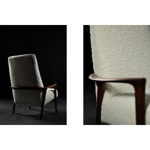 Vintage Mid-Century Scandinavian Modern White High Teak Armchair from Bröderna Anderssons, 1960s