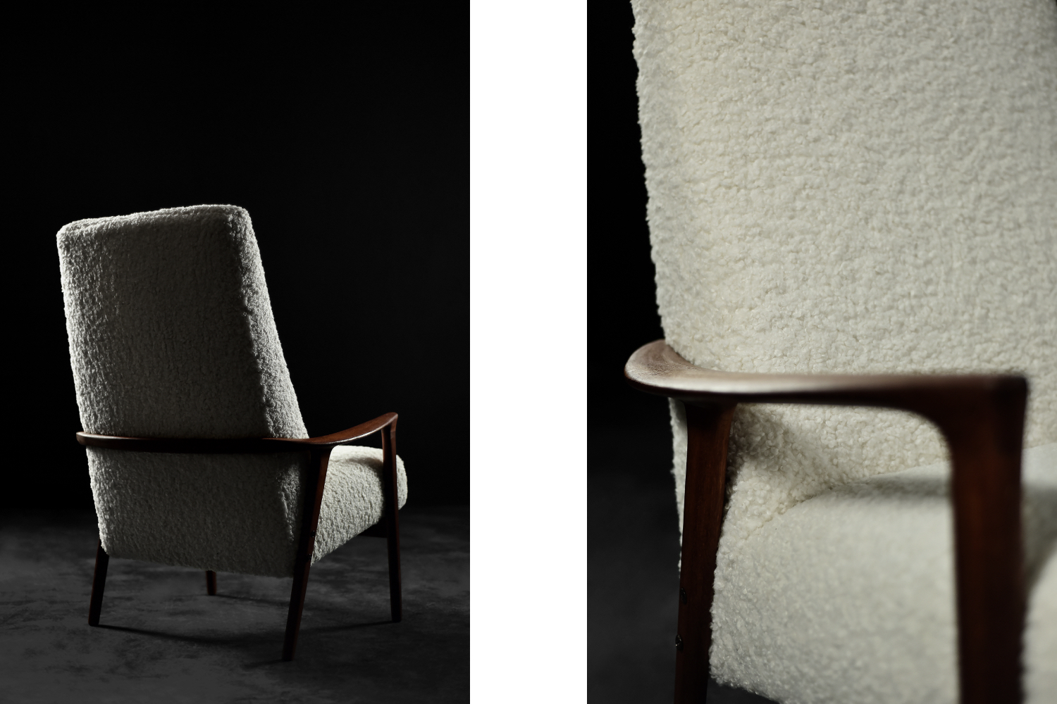 Vintage Mid-Century Scandinavian Modern White High Teak Armchair from Bröderna Anderssons, 1960s