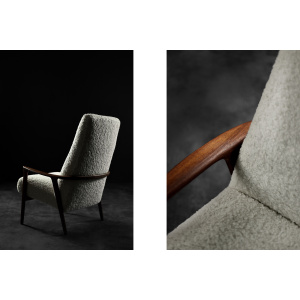Vintage Mid-Century Scandinavian Modern White High Teak Armchair from Bröderna Anderssons, 1960s