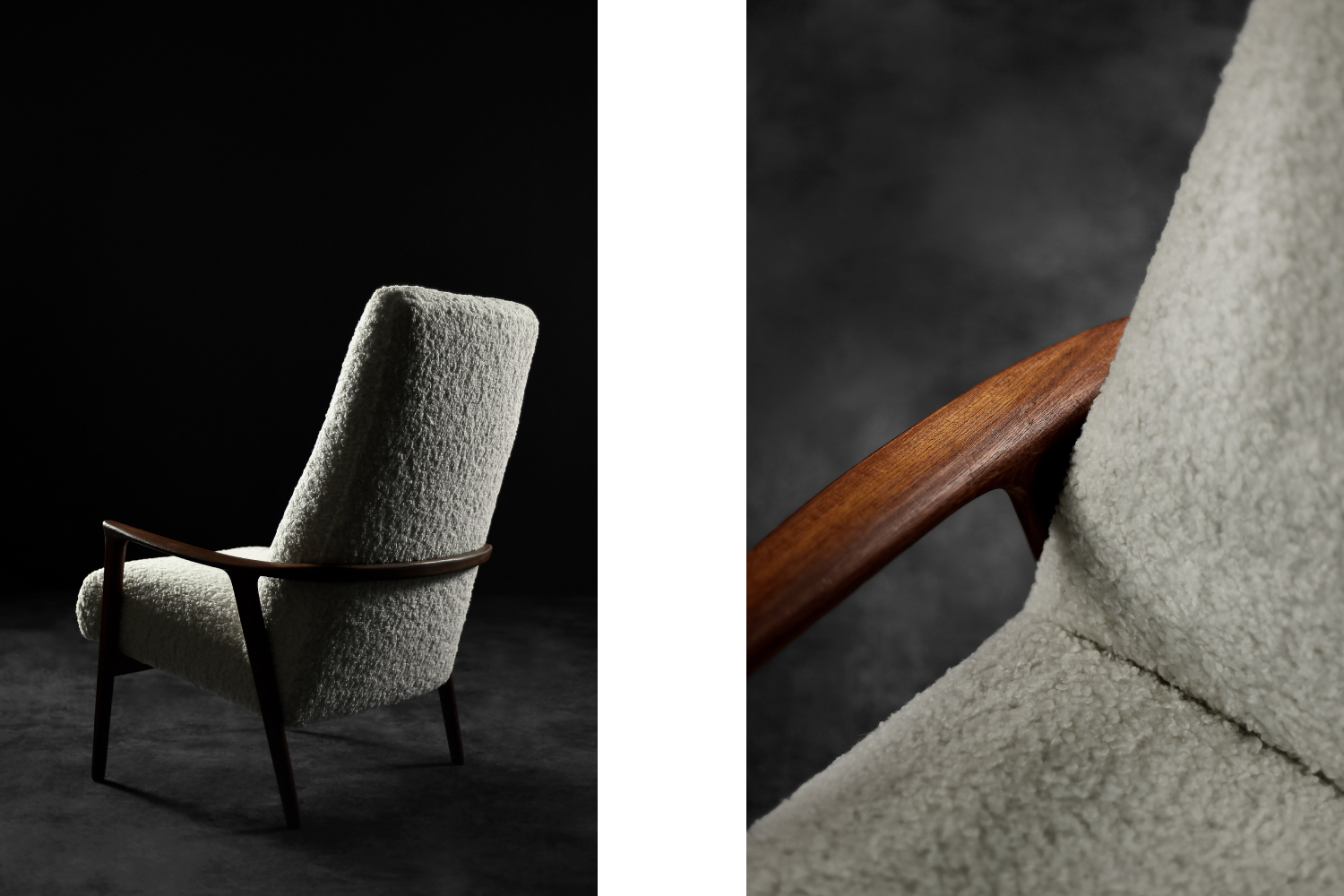 Vintage Mid-Century Scandinavian Modern White High Teak Armchair from Bröderna Anderssons, 1960s