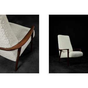 Vintage Mid-Century Scandinavian Modern White High Teak Armchair from Bröderna Anderssons, 1960s