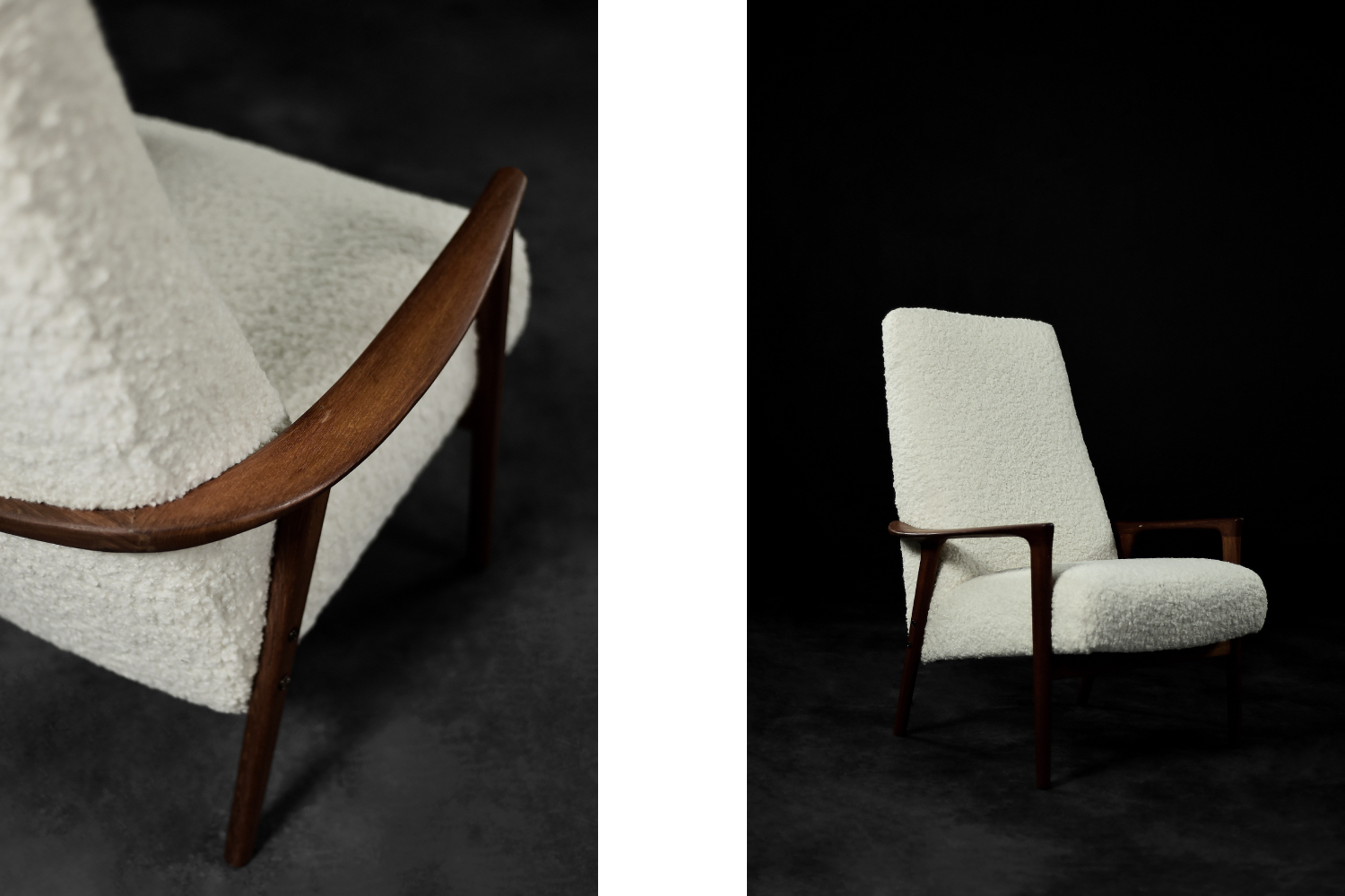 Vintage Mid-Century Scandinavian Modern White High Teak Armchair from Bröderna Anderssons, 1960s