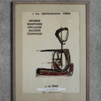 Original Poster from the Exhibition of Aurelio Teno, Denmark, 1965, Framed