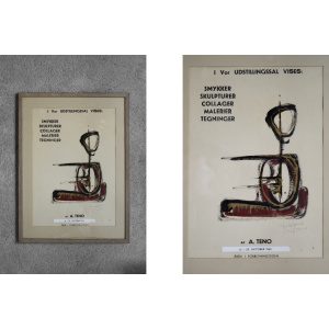 Original Poster from the Exhibition of Aurelio Teno, Denmark, 1965, Framed