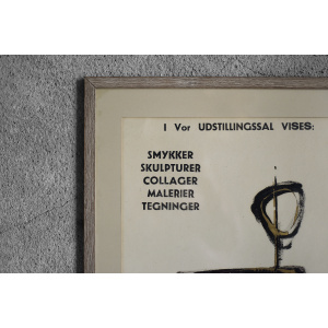 Original Poster from the Exhibition of Aurelio Teno, Denmark, 1965, Framed