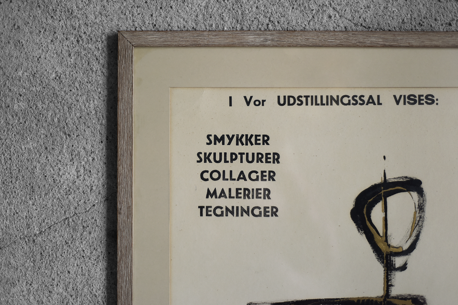Original Poster from the Exhibition of Aurelio Teno, Denmark, 1965, Framed