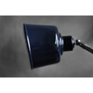 Vintage Classic Industrial Metal Polish Desk Lamp with Enamel Blue Shade, 1950s