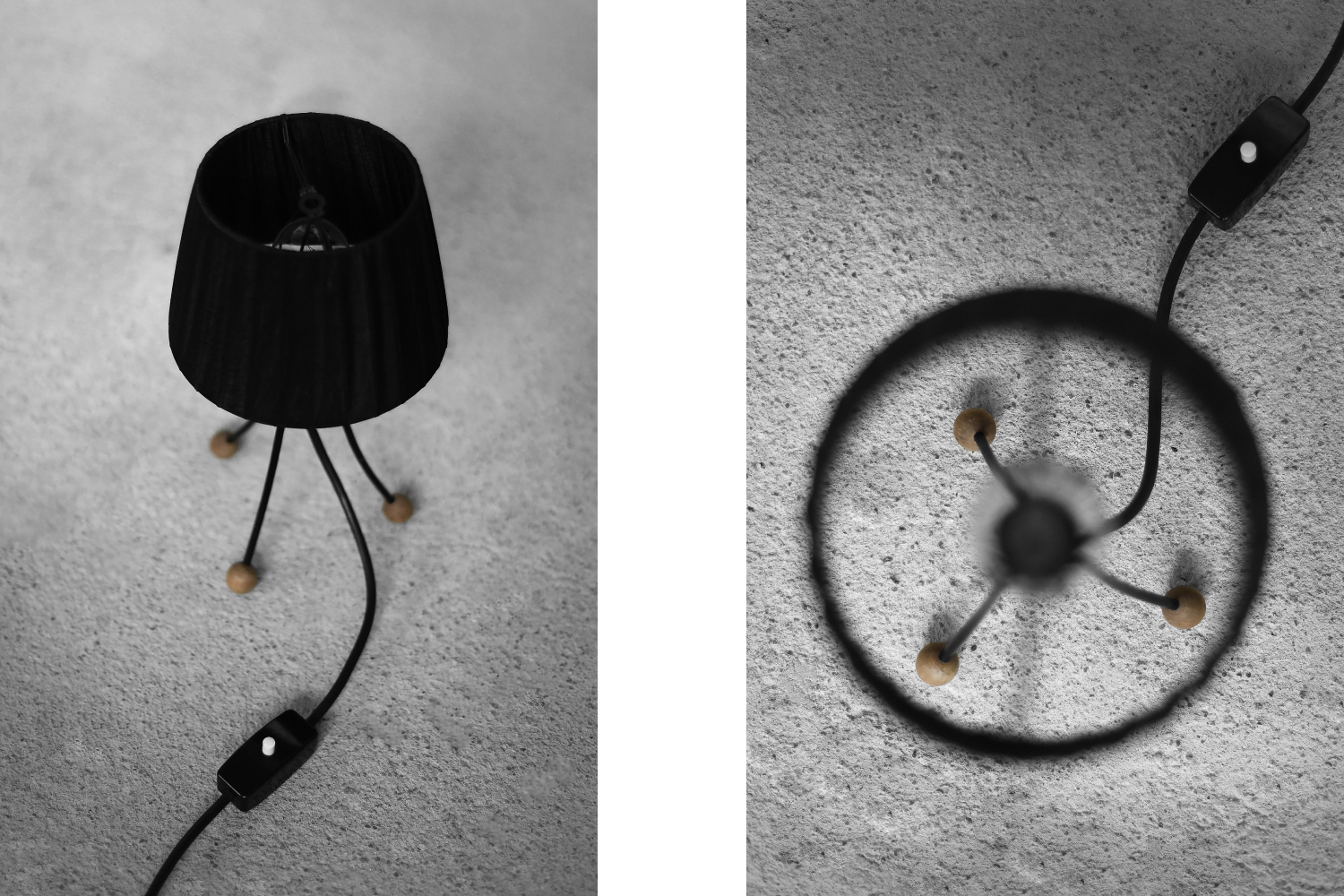 Mid-Century Polish Modern Small Table Lamp with Black Lampshade, 1960s