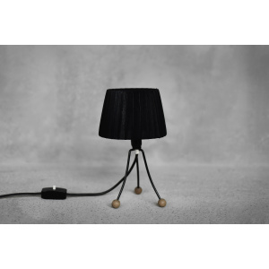 Mid-Century Polish Modern Small Table Lamp with Black Lampshade, 1960s