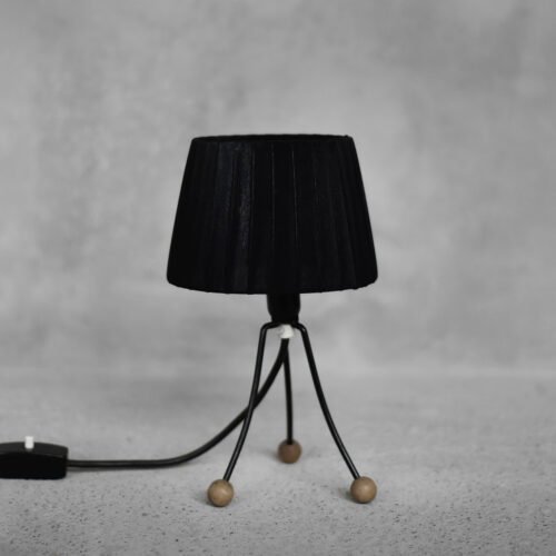Mid-Century Polish Modern Small Table Lamp with Black Lampshade, 1960s