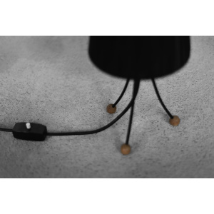 Mid-Century Polish Modern Small Table Lamp with Black Lampshade, 1960s