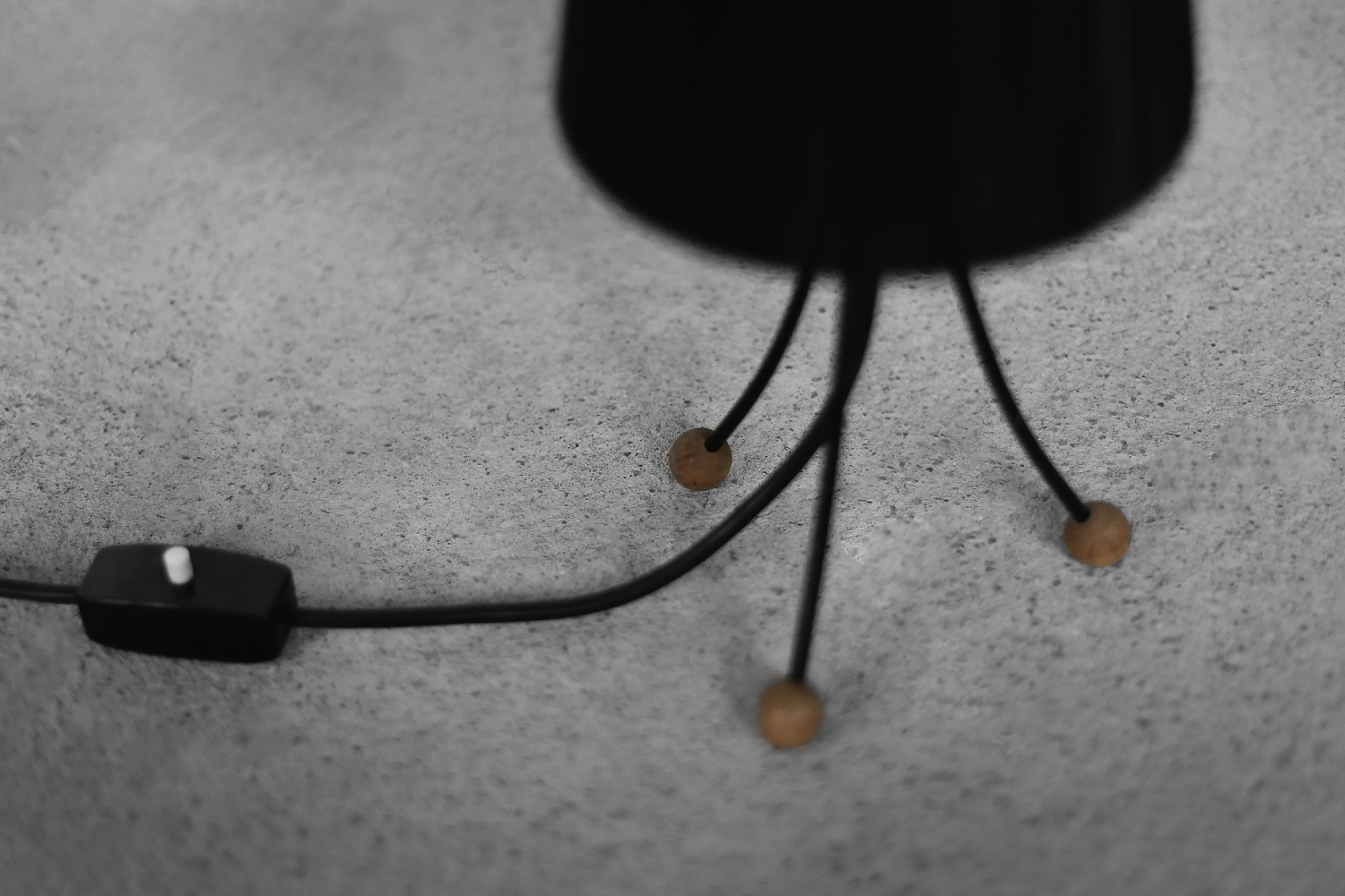Mid-Century Polish Modern Small Table Lamp with Black Lampshade, 1960s