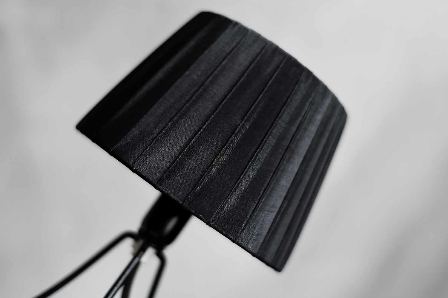 Mid-Century Polish Modern Small Table Lamp with Black Lampshade, 1960s