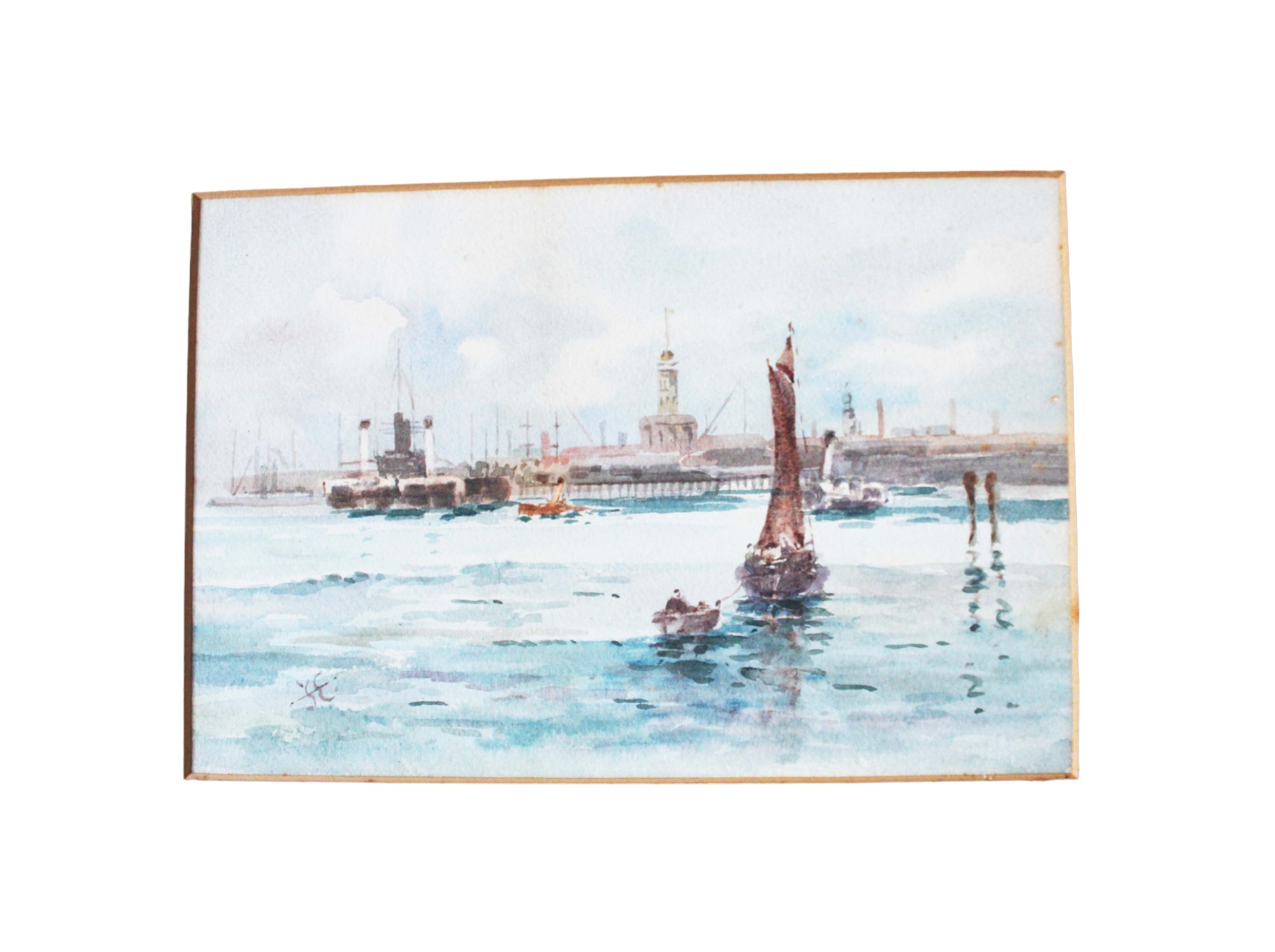 Watercolour of Devon Port Harbour Mouth England