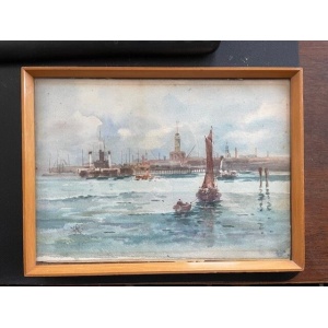 Watercolour of Devon Port Harbour Mouth England