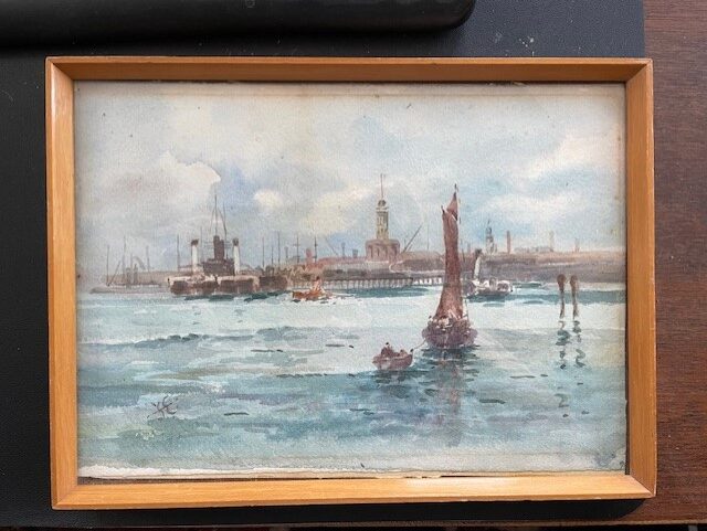 Watercolour of Devon Port Harbour Mouth England