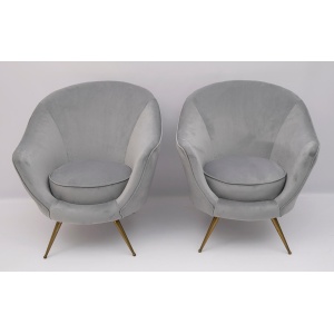 Federico Munari Mid-Century Modern Italian Curved Sofa and Two Armchairs, 1950s
