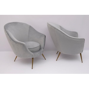 Federico Munari Mid-Century Modern Italian Curved Sofa and Two Armchairs, 1950s