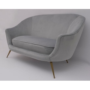 Federico Munari Mid-Century Modern Italian Curved Sofa and Two Armchairs, 1950s