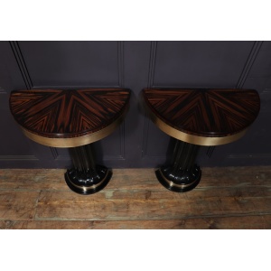 Art Deco Console Tables In Macassar Ebony, 1940s