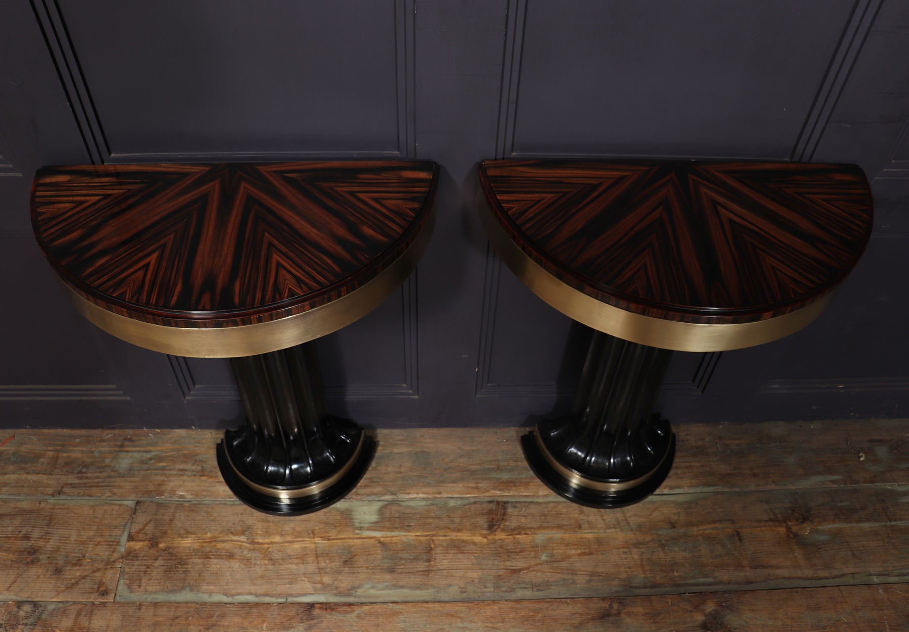Art Deco Console Tables In Macassar Ebony, 1940s