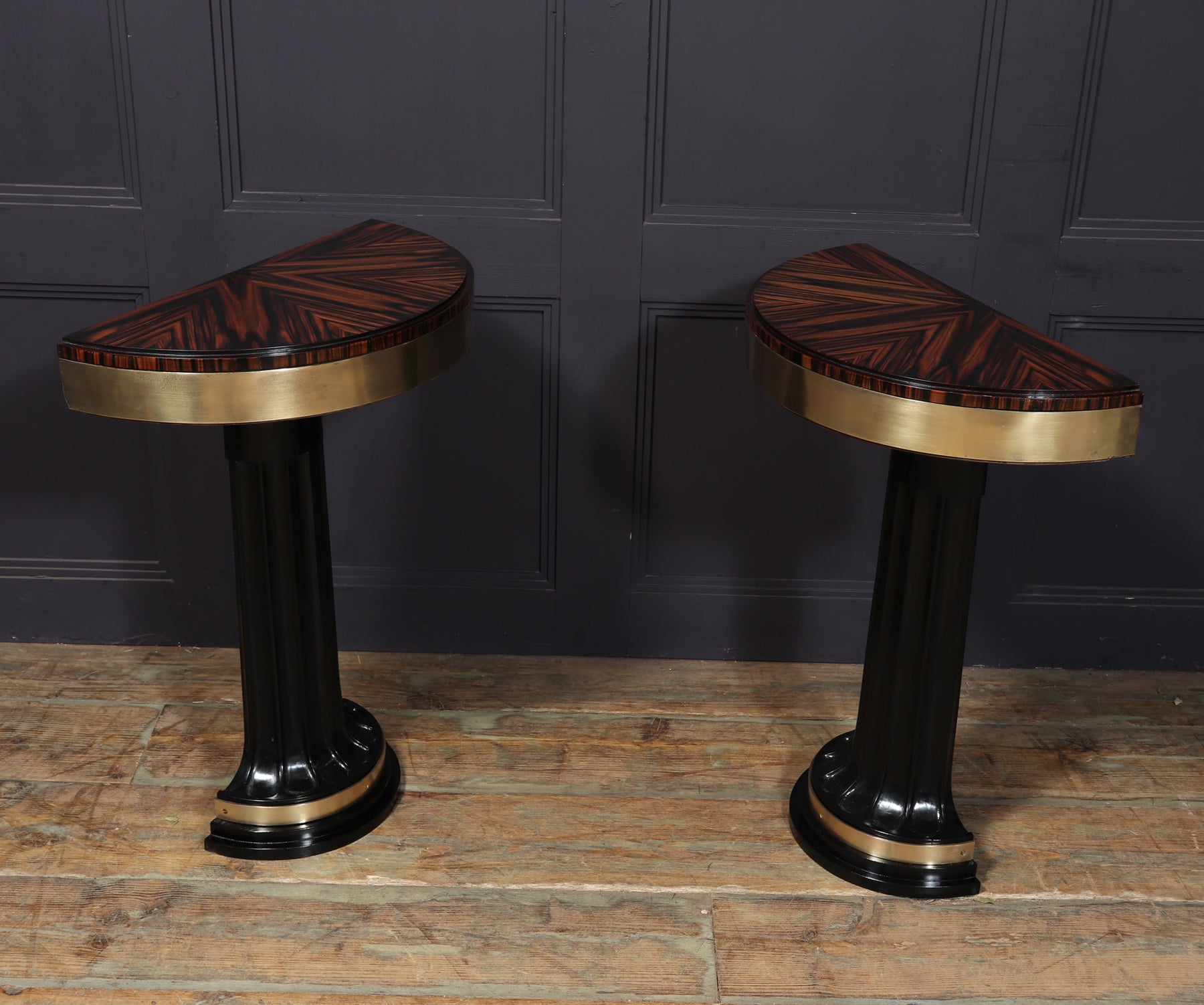 Art Deco Console Tables In Macassar Ebony, 1940s