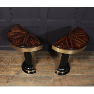 Art Deco Console Tables In Macassar Ebony, 1940s
