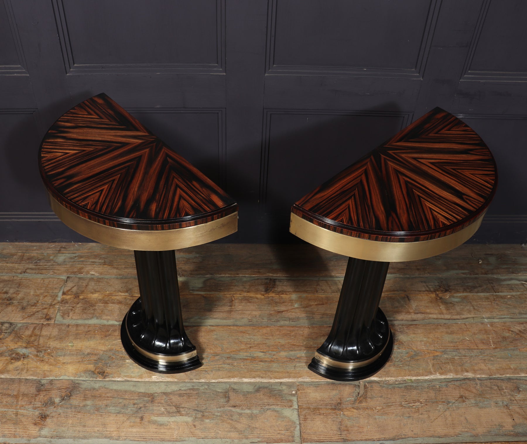 Art Deco Console Tables In Macassar Ebony, 1940s
