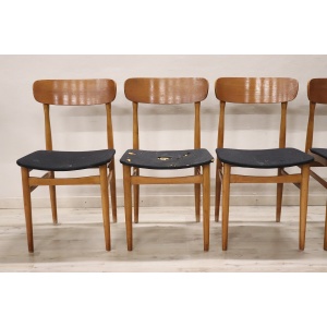 Scandinavian Dining Chairs in Beech, 1960s, Set of 6