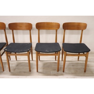 Scandinavian Dining Chairs in Beech, 1960s, Set of 6