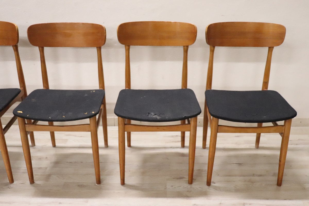 Scandinavian Dining Chairs in Beech, 1960s, Set of 6