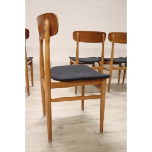 Scandinavian Dining Chairs in Beech, 1960s, Set of 6