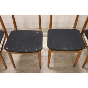 Scandinavian Dining Chairs in Beech, 1960s, Set of 6