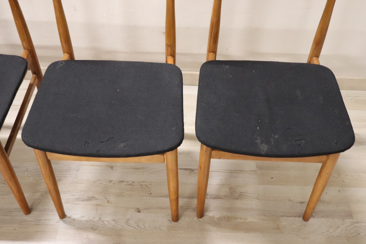 Scandinavian Dining Chairs in Beech, 1960s, Set of 6