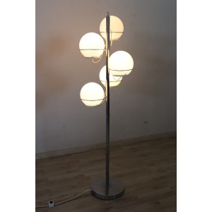 Chromed Metal and Glass Floor Lamp attributed to Gino Sarfatti, 1960s